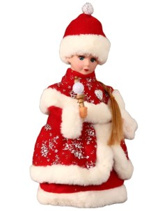 Новогодняя фигурка Снегурочка в красной шубке с сердечком Р00012810 Зимнее волшебство