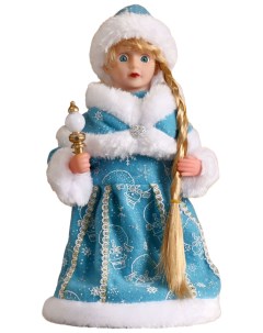 Новогодняя фигурка Снегурочка голубая шубка с посохом Р00012810 1 шт Зимнее волшебство