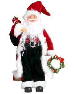Новогодняя фигурка Дед Мороз в шубке с новогодним венком Р00012810 1 шт Зимнее волшебство