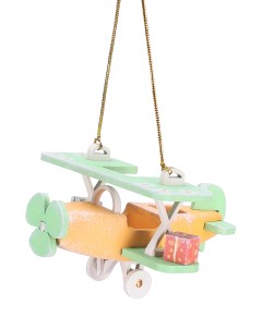Елочная игрушка Самолет Биплан 370 1 T04744 1 шт разноцветный Wood-souvenirs