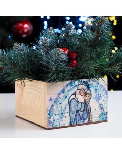 Кашпо деревянное Дед Мороз и Снегурочка 14 5x12 5x8 см Nobrand