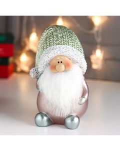 Сувенир полистоун Дедушка Мороз в вязанном колпаке с мешком 20 5х14х10 5 см Nobrand