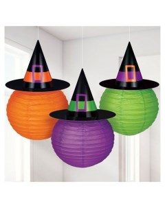 Подвесное украшение ведьминские шляпы AM 241207 24 см оранжевый зеленый фиолетовый Nobrand