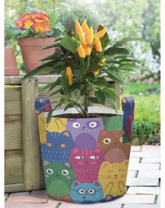 Декоративный мешок корзина кашпо войлок с принтами Яркие цветные коты 19 л Joyarty