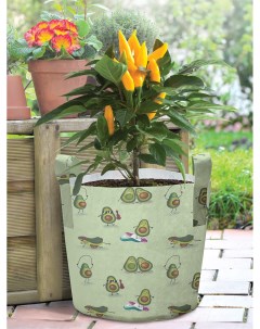 Декоративный мешок корзина кашпо войлок с принтами Авокадо на зеленом фоне 19 л Joyarty