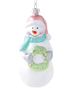 Елочная игрушка Снеговик с венком 80550 12 см 1 шт Феникс present