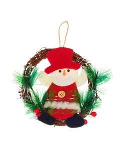 Елочная игрушка Новогоднее украшение S1058 1 шт красный белый Снеговичок