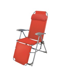 Кресло шезлонг складное с подножкой красное Nika