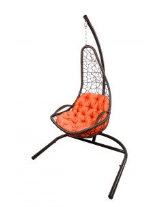 Подвесное кресло коричневое Кипр 7028 оранжевая подушка Garden story