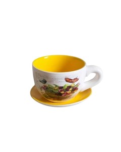 Цветочный горшок Чашка с блюдцем MC 1904030 4 1 5 л желтый 1 шт Flatel