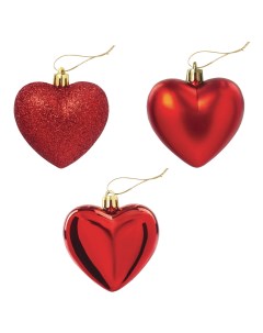 Набор елочных игрушек сердце 590900 7 см красный 3 шт Золотая сказка