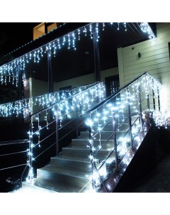 Гирлянда новогодняя светодиодная бахрома уличная на дом GH0022 белый холодный 50м Baziator