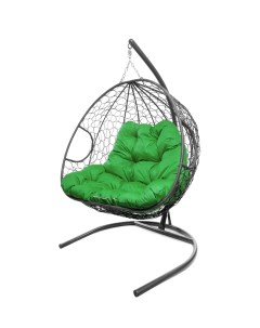 Подвесное кресло серый Для двоих ротанг 11450304 зеленая подушка M-group