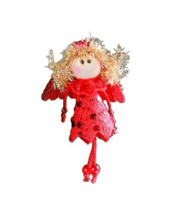 Подвесное украшение Ангел принцесса в платье с пайетками SL2131268 12 см красный Nobrand