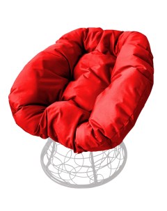 Кресло белое Пончик ротанг 12320106 красная подушка M-group