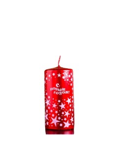Свеча цилиндр новогодняя Новогодние узоры 2 12 5х6 см 35 ч 275 г красная с белым Омский свечной