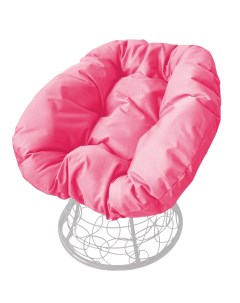 Кресло белое Пончик ротанг 12320108 розовая подушка M-group