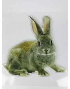 Новогодняя наклейка Кролик серый 15330 1шт Merry christmas