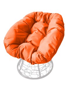 Кресло белое Пончик ротанг 12320107 оранжевая подушка M-group