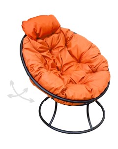 Кресло чёрное Папасан пружинка мини 12080407 оранжевая подушка M-group