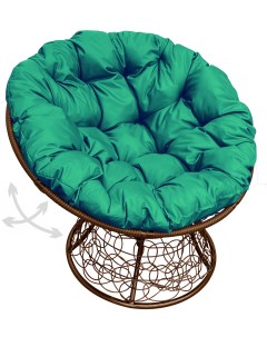 Кресло коричневое Папасан пружинка ротанг 12050204 зелёная подушка M-group