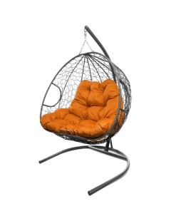 Подвесное кресло серый Для двоих ротанг 11450307 оранжевая подушка M-group