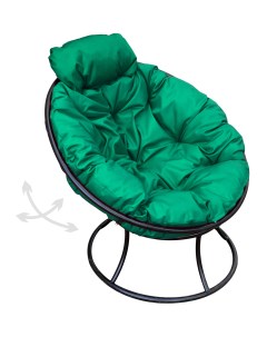 Кресло чёрное Папасан пружинка мини 12080404 зелёная подушка M-group
