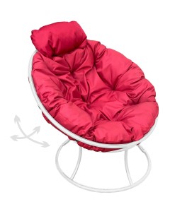 Кресло белое Папасан пружинка мини 12080106 красная подушка M-group