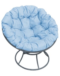 Кресло садовое Папасан серое 12010307 голубая подушка M-group