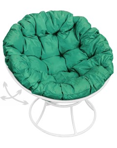 Кресло белое Папасан пружинка 12040104 зелёная подушка M-group