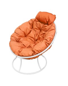 Кресло садовое Папасан мини белое 12060107 оранжевая подушка M-group