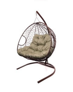 Подвесное кресло коричневый Для двоих ротанг 11450201 бежевая подушка M-group