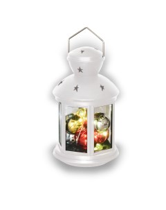 Новогодний светильник Фонарь с гирляндой и шариками белый теплый Uniel