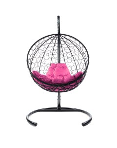 Подвесное кресло черный Круглый ротанг 11050408 розовая подушка M-group