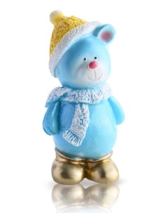 Свеча Новогодняя Мишка в шапке голубой 8 8 17 5 см Home dekor