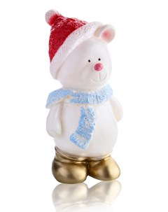 Свеча Новогодняя Мишка в шапке белый 8 8 17 5 см Home dekor
