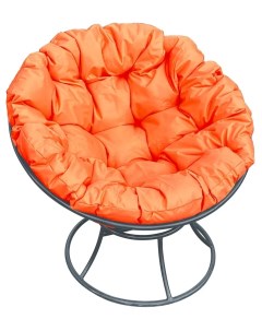 Кресло серое Папасан 12010307 оранжевая подушка M-group