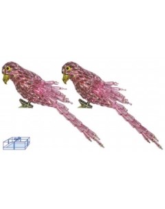 Елочная игрушка Набор из 2 х птичек Е70593 GW 2 шт розовый Snowmen