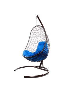 Подвесное кресло коричневый Овал ротанг 11140210 синяя подушка M-group