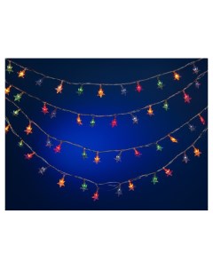 Световая гирлянда новогодняя Звездочки Е2090 6 7 м разноцветный RGB Snowmen
