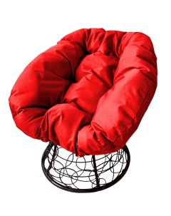 Кресло чёрное Пончик ротанг 12320406 красная подушка M-group