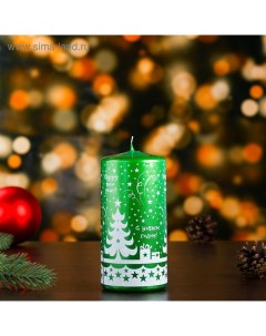 Свеча пеньковая новогодняя зеленая Омский свечной