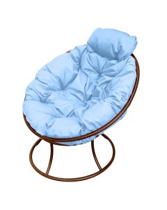 Кресло садовое Папасан мини коричневое 12060203 голубая подушка M-group