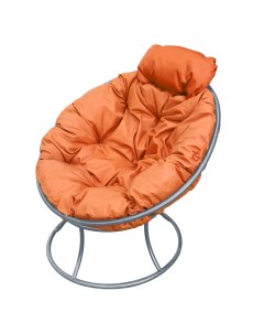 Кресло садовое Папасан мини серое 12060307 оранжевая подушка M-group