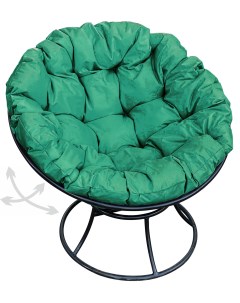 Кресло чёрное Папасан пружинка 12040404 зелёная подушка M-group