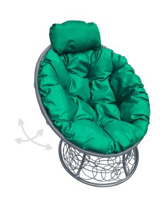 Кресло серое Папасан пружинка мини ротанг 12090304 зелёная подушка M-group