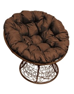 Кресло коричневое Папасан ротанг 12020205 коричневая подушка M-group