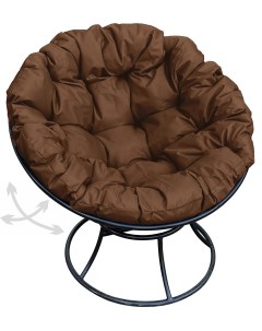 Кресло чёрное Папасан пружинка 12040405 коричневая подушка M-group