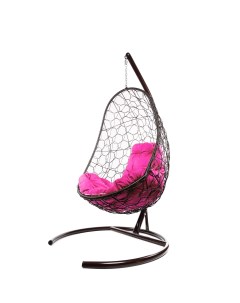 Подвесное кресло коричневый Овал ротанг 11140208 розовая подушка M-group