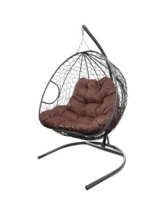 Подвесное кресло серый Для двоих ротанг 11450305 коричневая подушка M-group